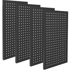 4 Pack Metal Pegboard Panels 24" x 12" Black Heavy Duty Steel Pegboard Wall O...