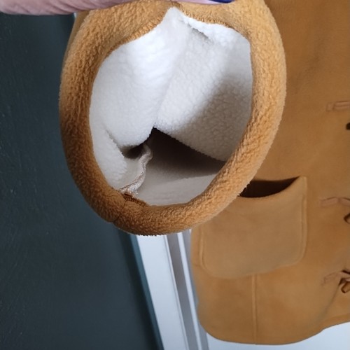 Denim + Co Damen L Fleecejacke Mantel camel hellbraun Knebel Kapuze Sherpa gefüttert - Bild 6 von 11