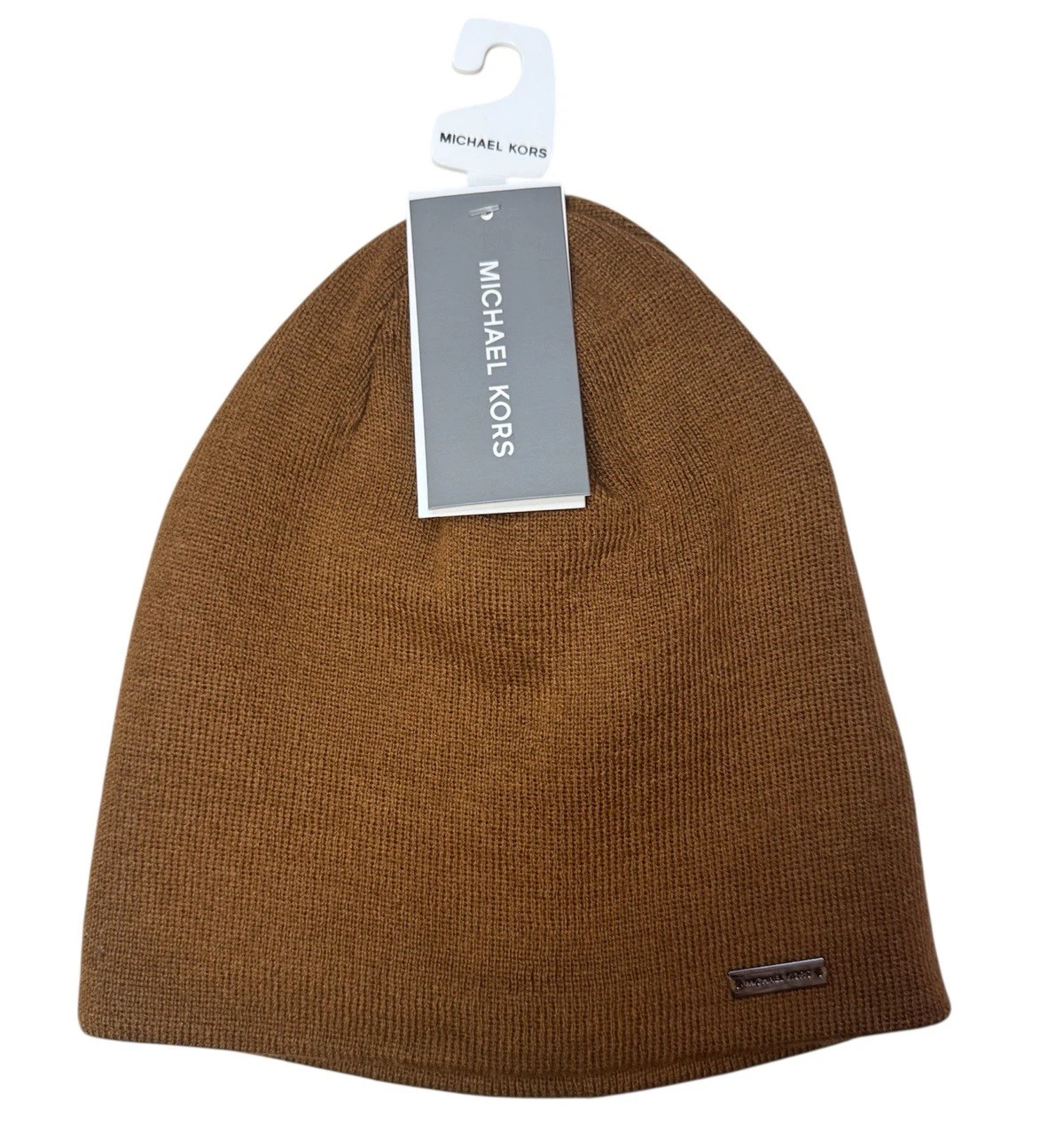 MICHAEL KORS Mens Knit Hat Beanie Acrylic Brown Winter One Size