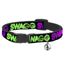 Cat Collar Breakaway with Bell SWAGG Black/Hot Pink/Turquoise/Purple/Neon Green