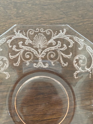 Vintage rosa Vertiefung Fostoria Glas Bon Bon Schale Schleife Griff Ätzung 6 3/4" - perfekt!  - Bild 4 von 11