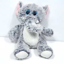 Elephant Gray White Plush Stuffed Animal Kellytoy Blue Glitter Eyes Pink 11"