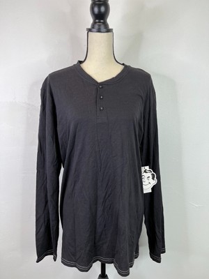 Mister Men's Black Long Sleeve Henley Buttoned Shirt SZ XL