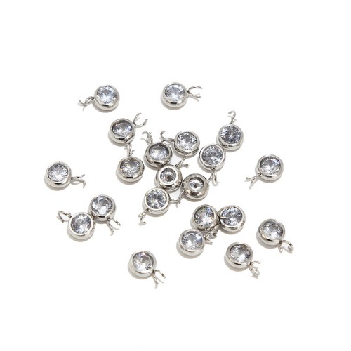 20pcs/lot Stainless Steel Clear Zircon Birthstone Charms Gold Pendants - Picture 7 of 7