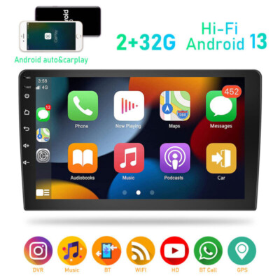 Double Din 10.1'' Car Stereo Android 13 Apple CarPlay Radio GPS Navi WiFi Player