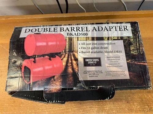 US Stove Heavy Duty Double Barrel Adapter Stove Kit Cast Iron Black BKAD500  | Inox Wind