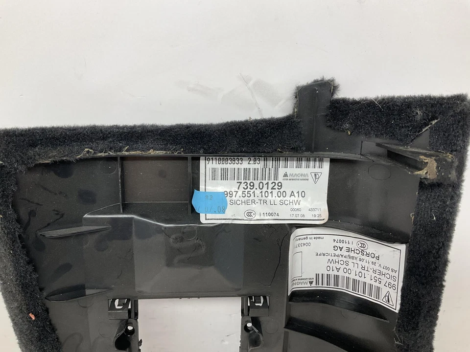 Tapete preto 99755110100A10 2005-2012 Porsche Boxster Cayman 911 caixa de fusíveis acabamento - Imagem 4 de 4