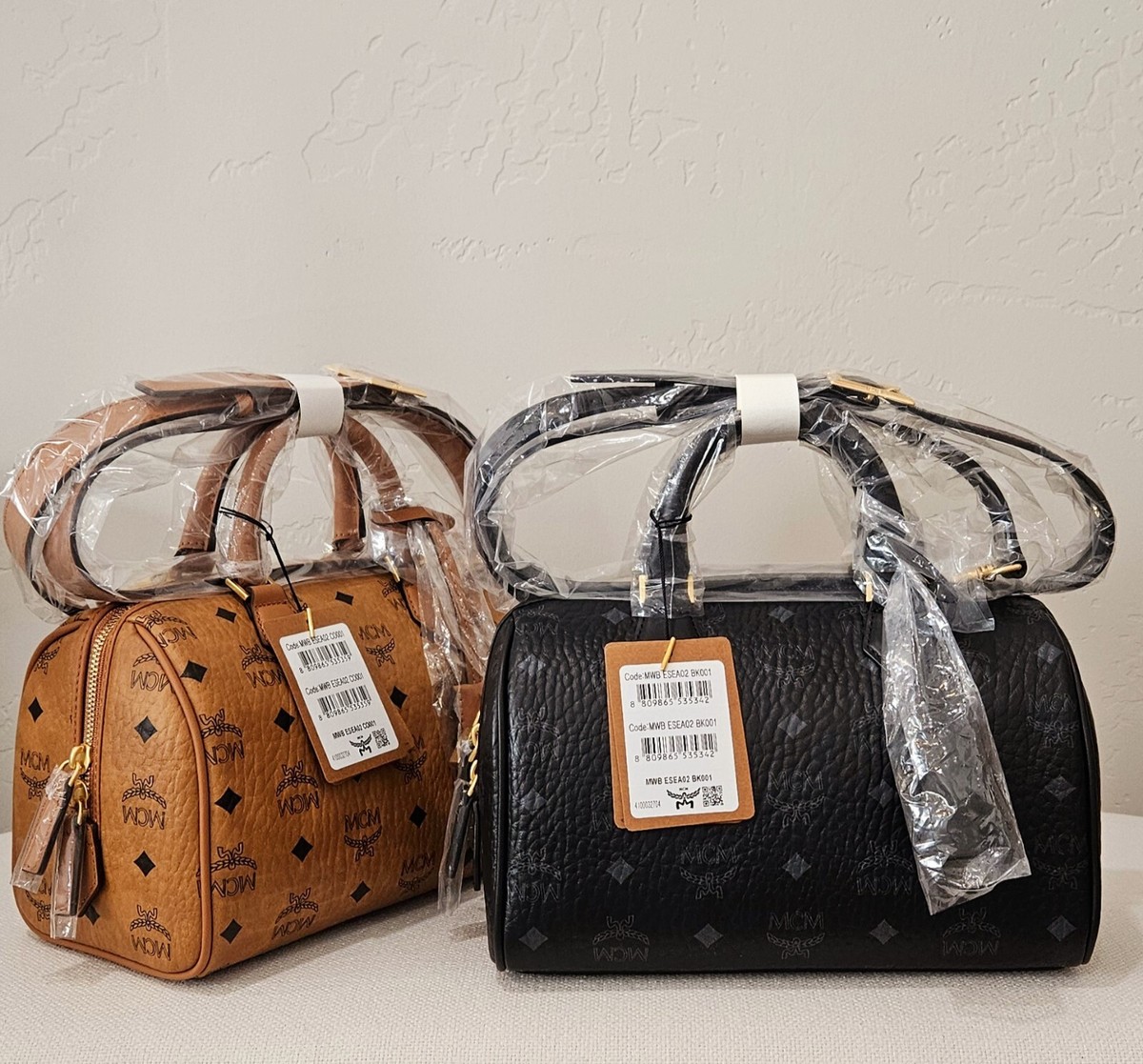 MCM Ella Boston Small Bag in Visetos Black Origin $850