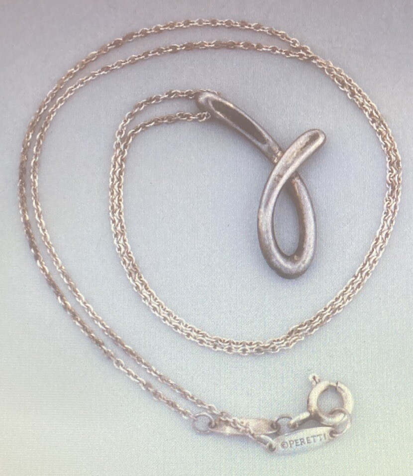Elsa Peretti Letter S Silver Necklace Authentic Tiffany Co Elsa