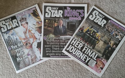 Tagessternzeitung Tod der Queen Elizabeth II., King's Charles Rede 