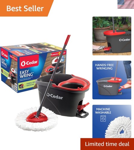 Fregona giratoria de microfibra para escurrir manos libres y cubo EasyWring - Limpieza definitiva - Imagen 1 de 12