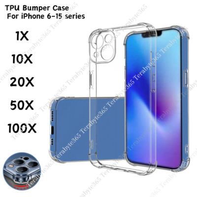 For iPhone 15 14 Plus Pro Max 13 12 Mini XR XS 8 Clear Cover Shockproof Case Lot