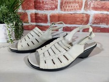 HOTTER ROSELLA LIGHT BEIGE SANDALS UK 4.5 EXF STRAPPY LEATHER SLINGBACK WOMENS