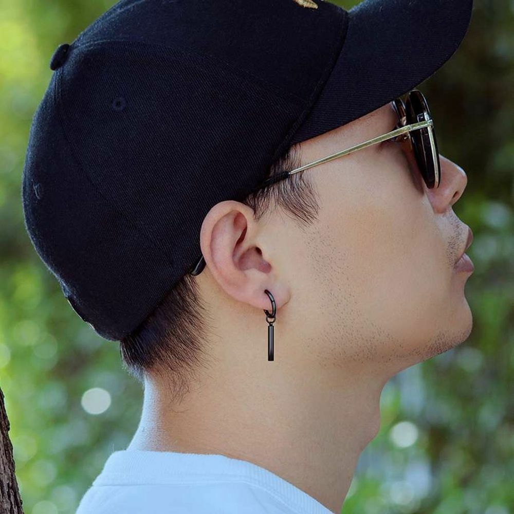 korean round earrings male