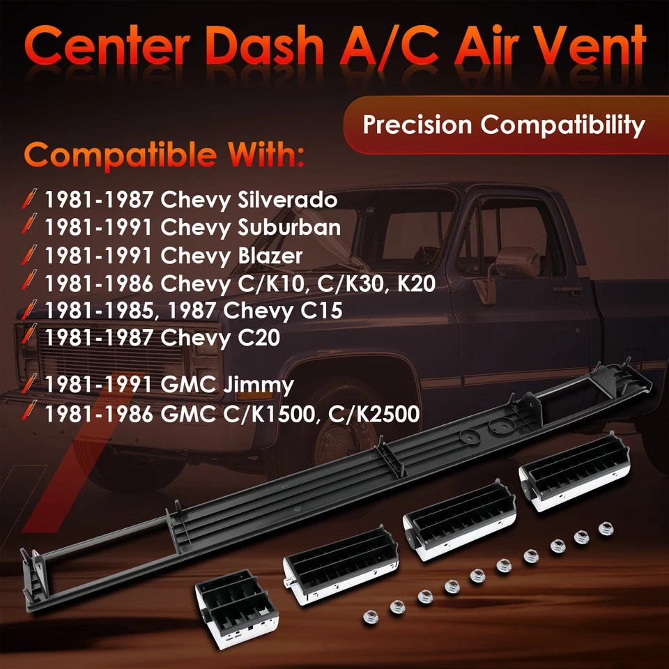Center Dash A/C Air Vent Trim Plate For 81-91 Chevy Silverado GMC C/K 1500 2500 - Image 3 of 4