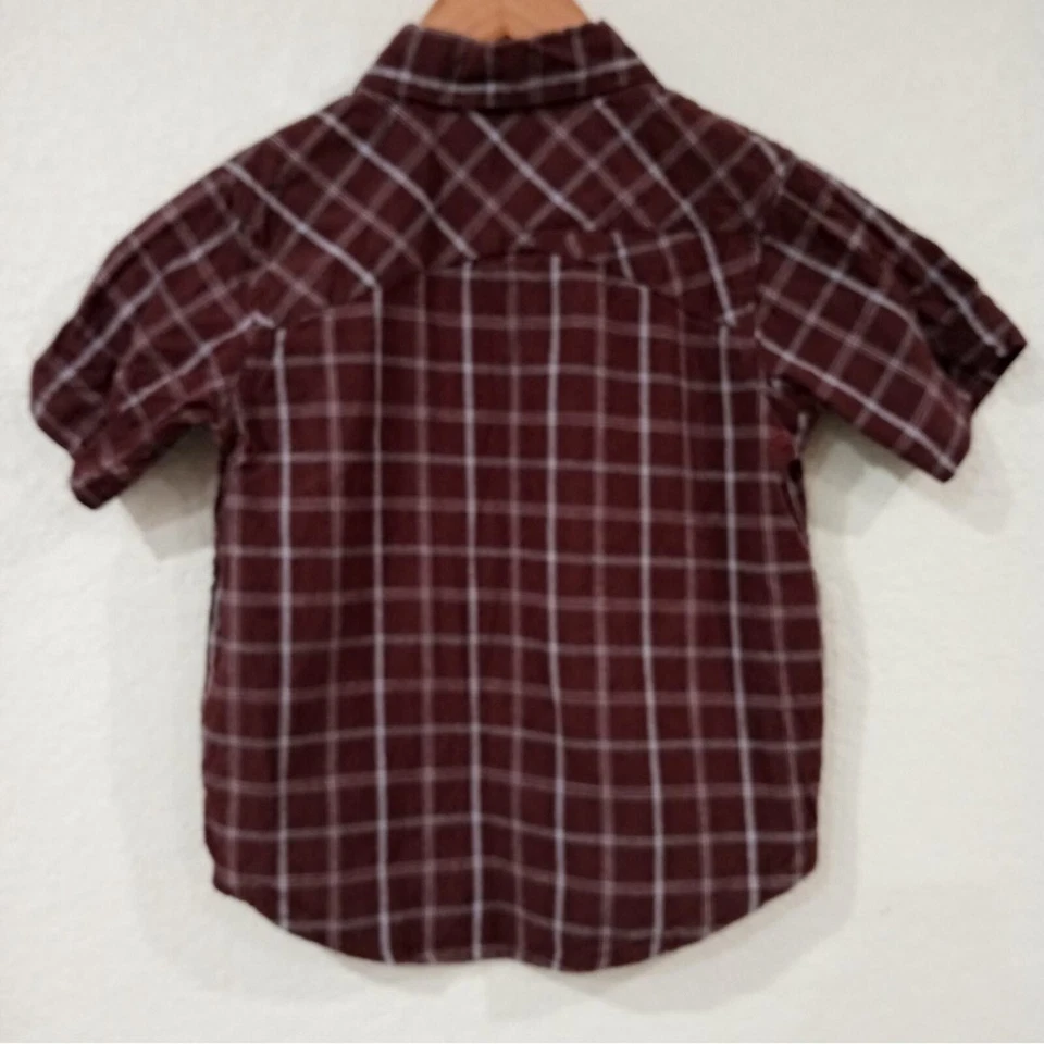 Camisa Hurley Boys Talla 5 Borgoña Ventana Abotonada 100% Algodón Foto 2 de 4