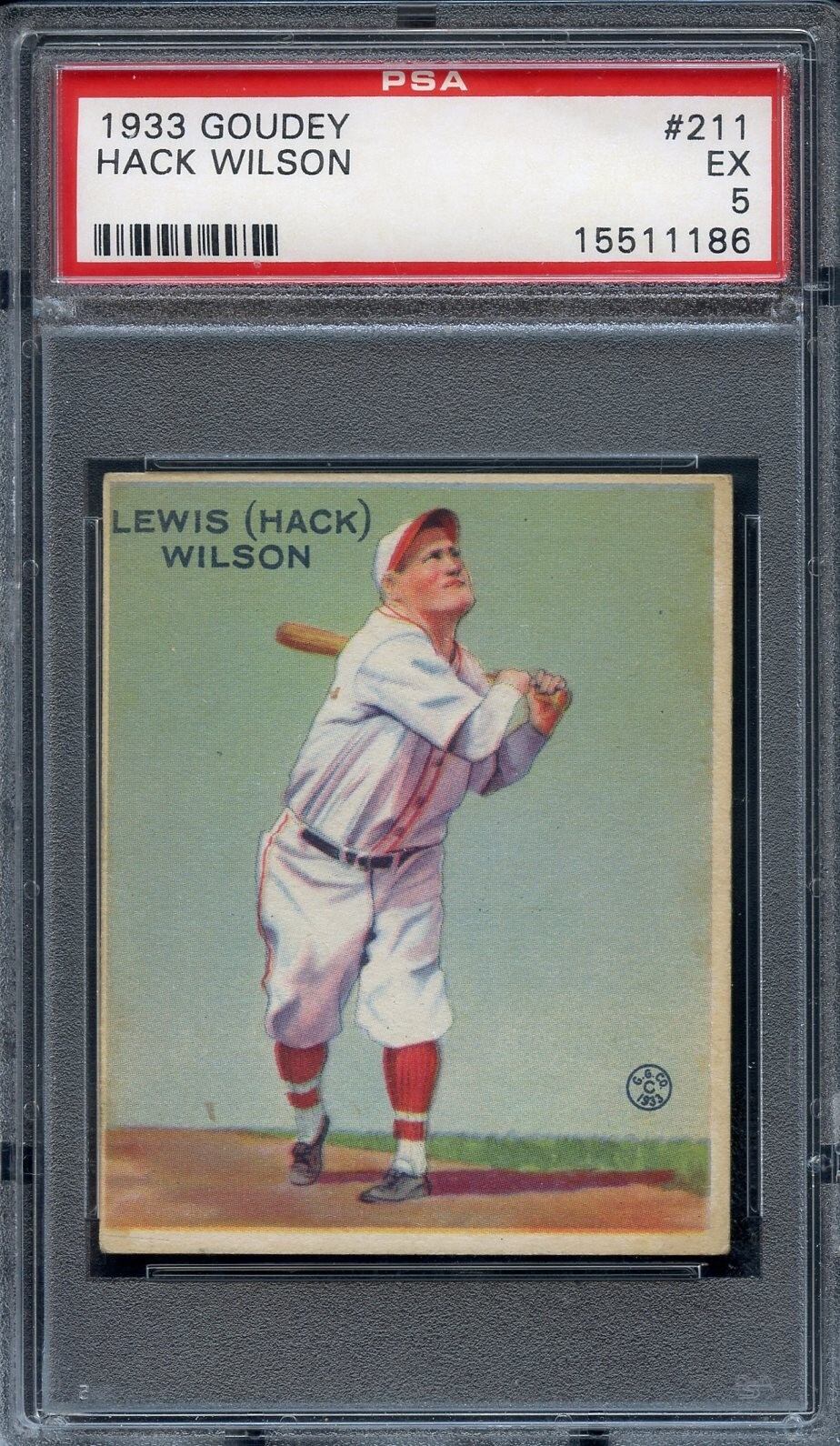 1933 Goudey #211 Hack Wilson PSA 5 Tough Card! HOF Brooklyn Dodgers 1186