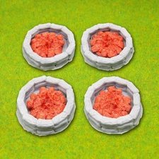 Four (4) HO Scale Firepits Campfire - Camping 3D Model Railroad Train Scenery