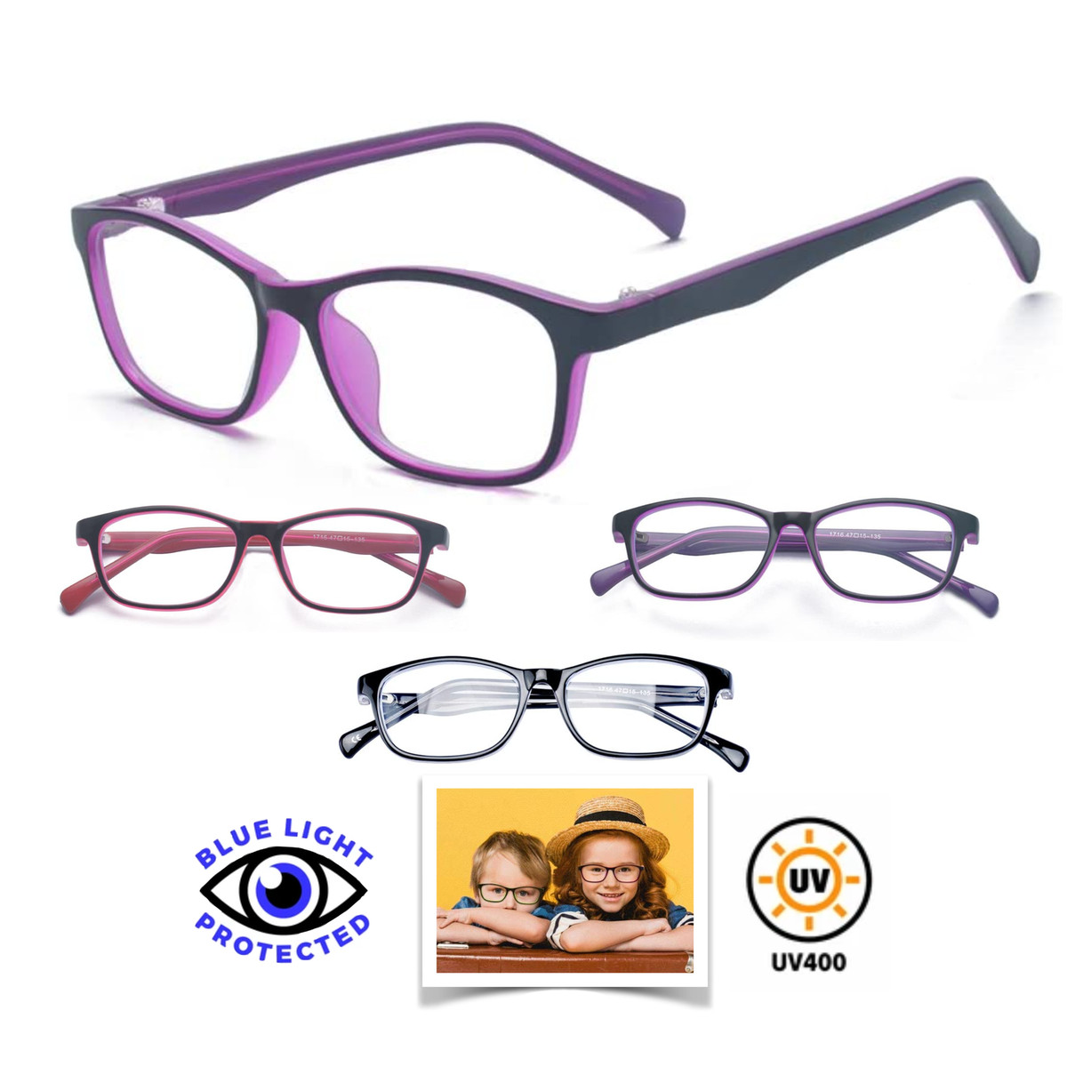 Outray Blue Light Blocking Filter Computer Glasses Transparent Lens Kids  Teens