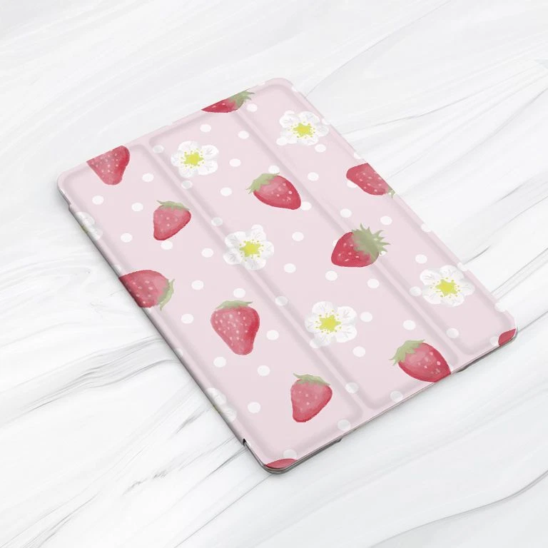 Cute Pink Strawberry Summer Case For iPad 10.2 Air 3 4 5 Pro 9.7 11 12.9 Mini - Image 3 of 4