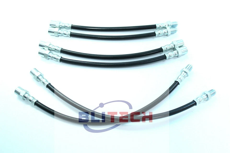 MANGUERA LÍNEA FRENO ACERO INOXIDABLE APTA BMW SERIE 3 325i E30 1984-91 TRENZADO NEGRO Foto 3 de 4