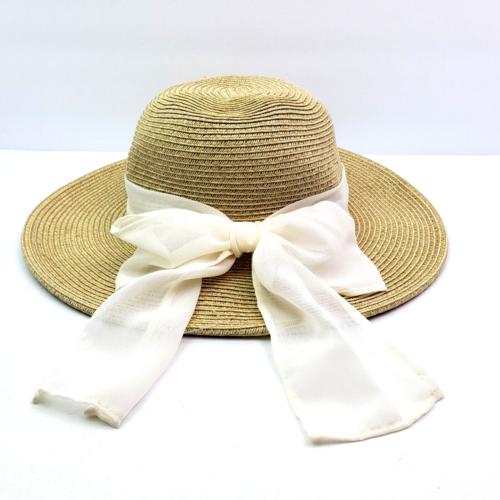Sunny Dayz Sun N Sand Girls One Size Bow Wide Brim Sun Floppy Straw Hat HK387