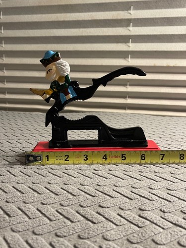 Vintage Retro Cast Iron Nut Cracker Figurine Wood Base Hand Painted Nutcracker - Picture 11 of 12