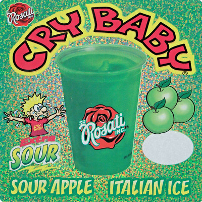 Rosati Cry Baby Italian Extra Sour Apple   Cup Ice Cream Truck Sticker  6''x6''