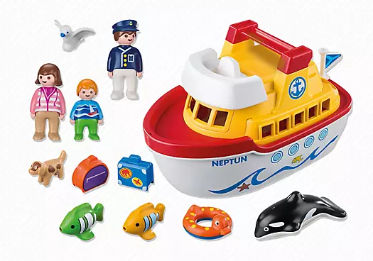 New Playmobil 1.2.3 Take Along Boat Cruise Ship With Killer Whale