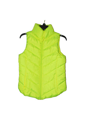 So Puffer Vest Jacket Neon Yellow XS Women New