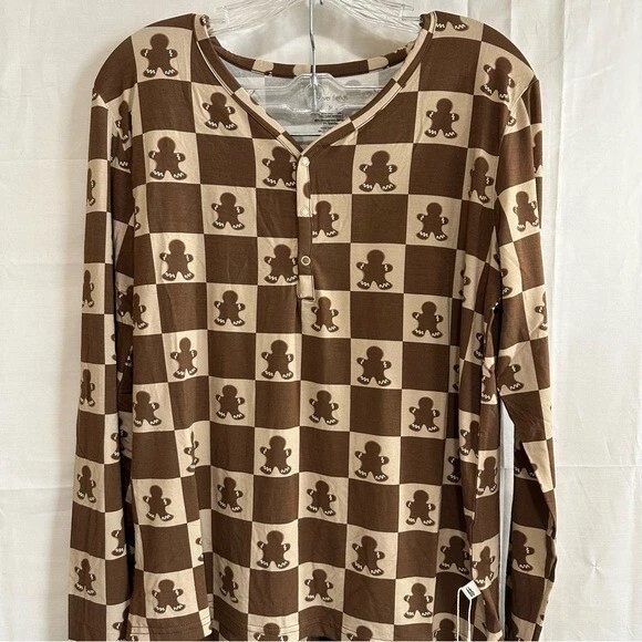 Juego de pijama de bambú Forever French Baby para mujer pan de jengibre tablero de ajedrez de 2 piezas M Foto 2 de 4