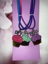 JUSTICE BFF BEST FRIENDS MOOD CUPCAKE 3 NECKLACE SET CHANGES COLOR SUPER CUTE 