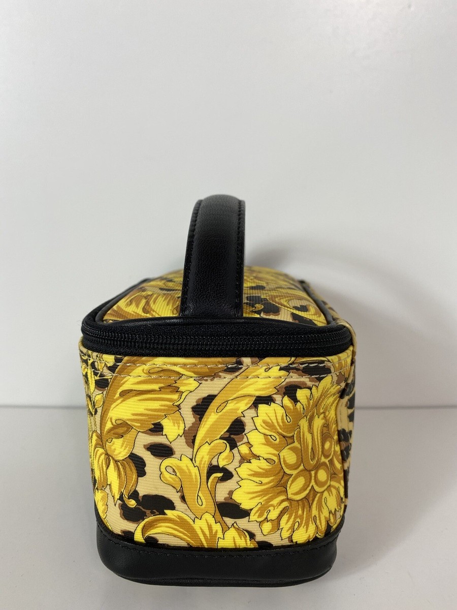 Vtg GIANNI VERSACE YELLOW BAROQUE PRINT PVC VANITY BAG | eBay