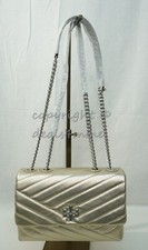 Tory Burch 143707 Small Kira Chevron Convertible Shoulder Bag in White Gold $548