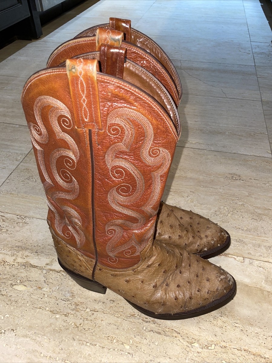 Vintage Tony Lama El Rey Gray Full Quill Ostrich Cowboy Boots Mens 7D USA Made Tony Lama Vintage Gold Label El Rey Genuine Ostrich Western  main image 3