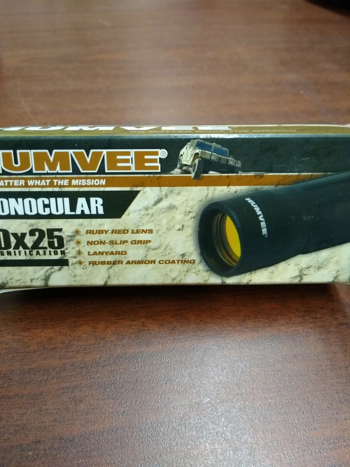 Humvee Monocular 10x25 Black HMV-B-MONO-BLK 4 3/8" overall. Anti-reflective ruby - Image 2 of 4