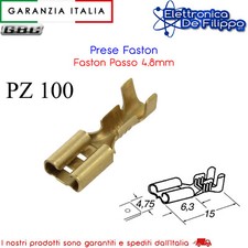 100 Prese Faston Passo 4,8mm