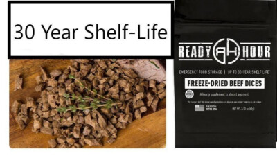 Freeze-Dried Diced Beef 2 serving Single Pouch 30 Yrs Shelf Life Emergency Food