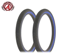 ALTALINE Bicycle TIRES 20"x1.95 BLACK/BLUE Semi-Slick Tread (2) TIRES BMX STYLE