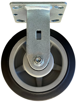 Black Non-Marking Rubber 6'' x 2'' Rigid Caster