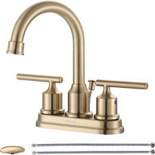 Grifo de baño moderno dorado cepillado de 4 pulgadas con desagüe y grifo mezclador