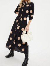 DOROTHY PERKINS LADIES SPOT MIDI SHIRT DRESS BLACK TALL  (345) - (NO BELT) SALE