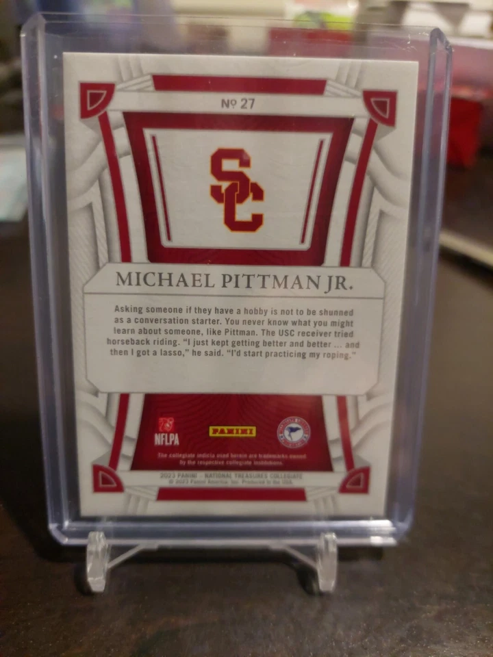 2023 Panini Collegiate National Treasures Michael Pittman Jr 11/49 USC SSP  - Image 2 of 2