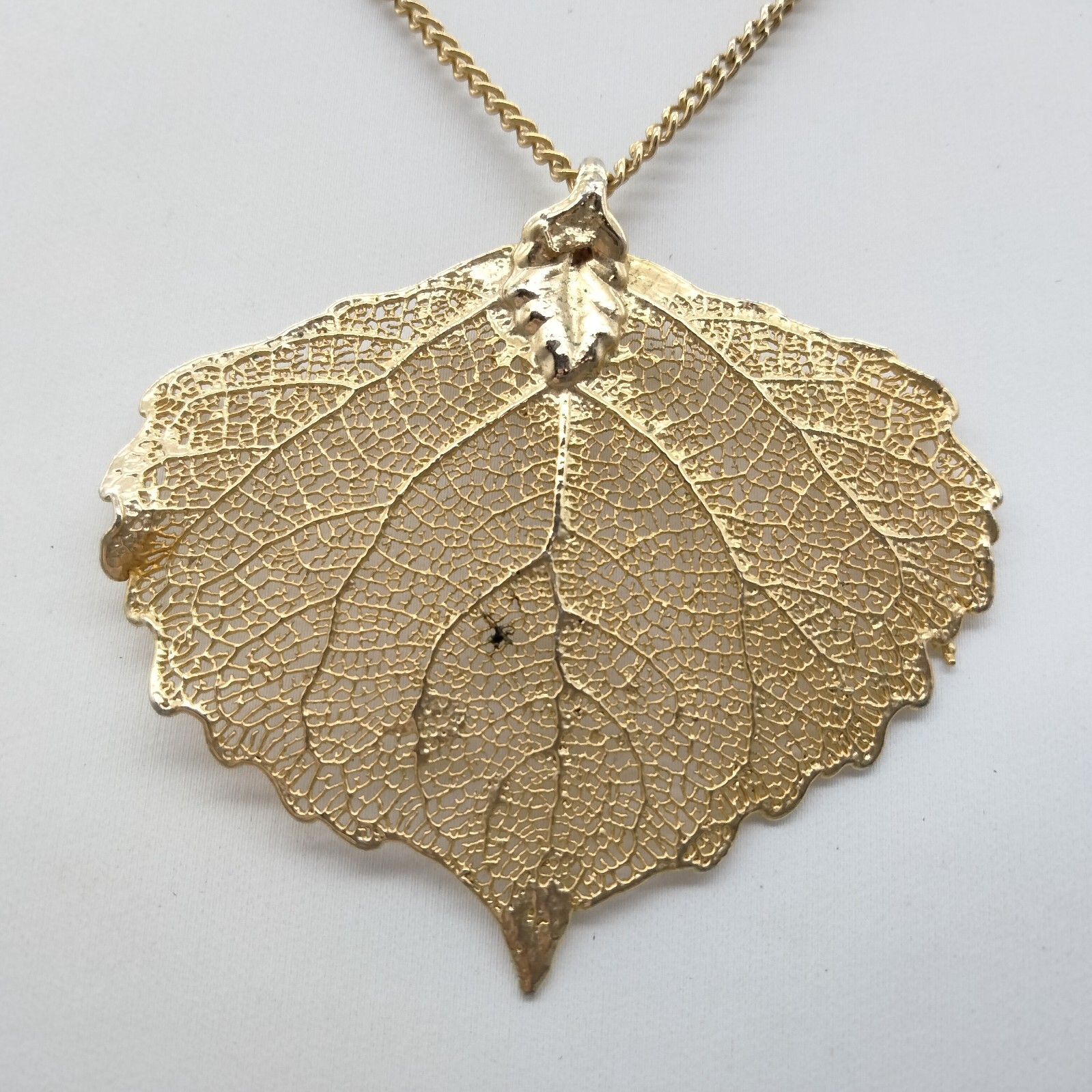 CottageCore Gold Dipped Real Aspen Leaf Pendant N… - image 2