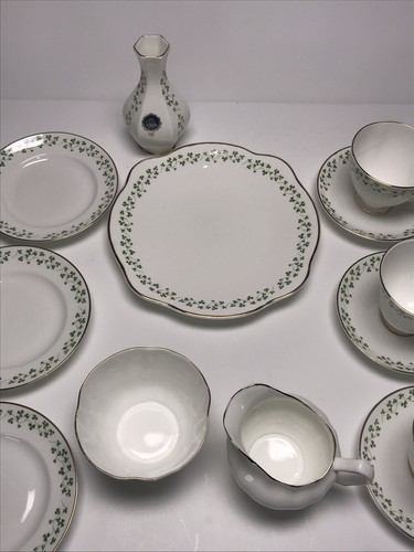 22 Pc Royal Tara SHAMROCK Fine Bone China Tea Cup Saucer Galway Ireland - Bild 4 von 19