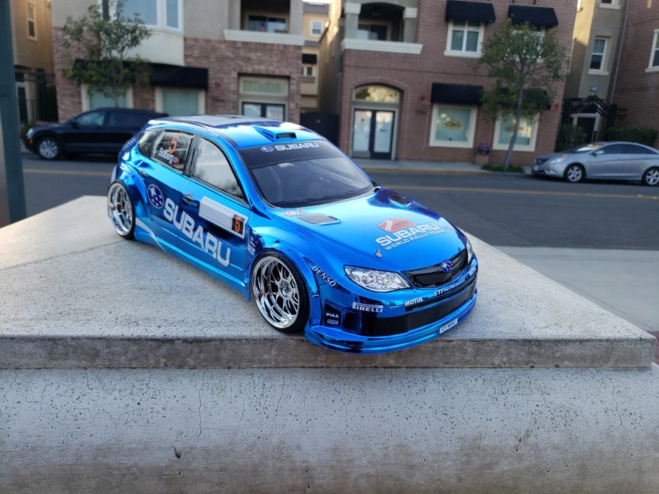 200mm 1/10 CHROME BLUE SUBARU WRX 4Tec2 drift HPI DC10 YD2 MST TT02 Body Only - Image 2 of 4