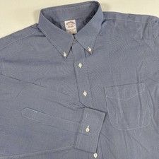 Brooks Brothers Men s Blue Houndstooth Dress Shirt Cotton Non-Iron 17.5-33 Prep