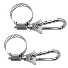 2pc Stainless Steel Adjustable Clamps with Carabiner Clips for Flag Pole Display