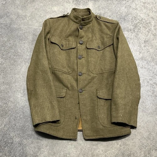 Vintage Military Jacket Wool Tunic Style Mens Uniform WW1 Era