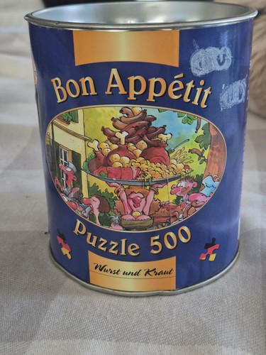Vintage Heye 500 Jigsaw Puzzle Wurst und Kraut Cartoon Jabo 2001 Tin Can...
